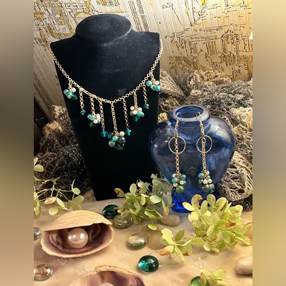 Aqua Sea Necklace with Earrings to match - Picture 1 of 9